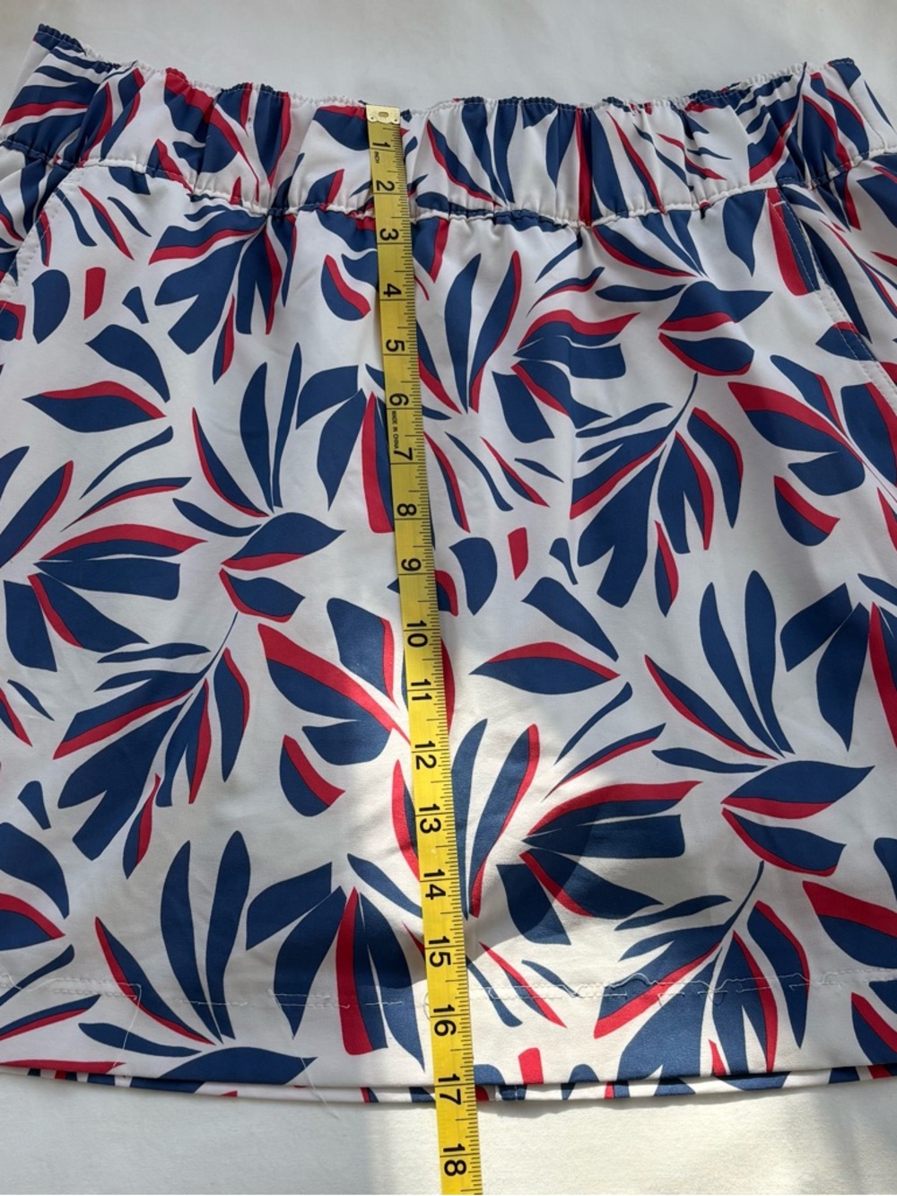 Tropical Leaf Print Mini Skirt - Navy & Red on White - Picture 8 of 9